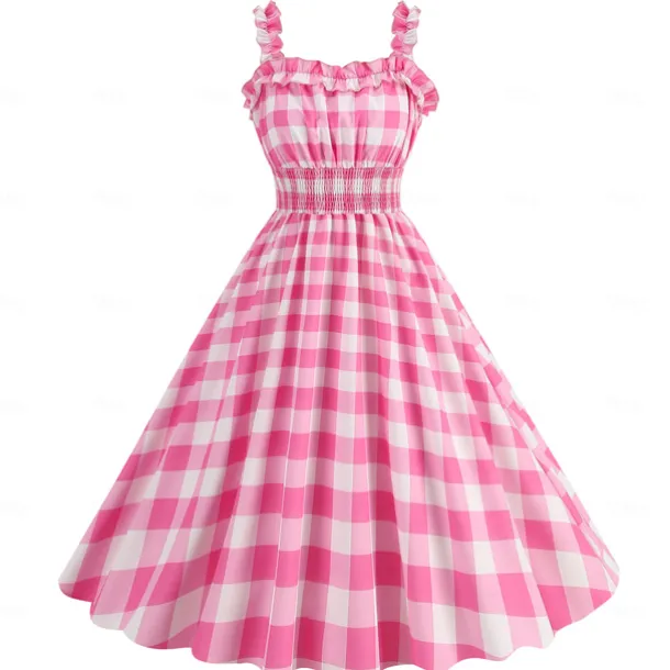 Retro Vintage 1950s Rockabilly Dress Swing Dress Plaid / Check Checkered Gingham Fancy Dress Women's Carnival Masquerade Dailywear Bachelorette Party Adults Dress Homecoming Dresses