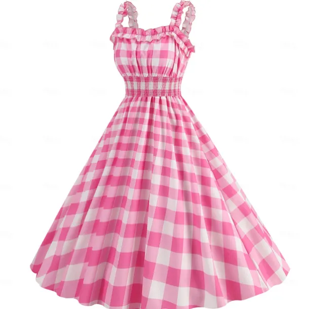Retro Vintage 1950s Rockabilly Dress Swing Dress Plaid / Check Checkered Gingham Fancy Dress Women's Carnival Masquerade Dailywear Bachelorette Party Adults Dress Homecoming Dresses