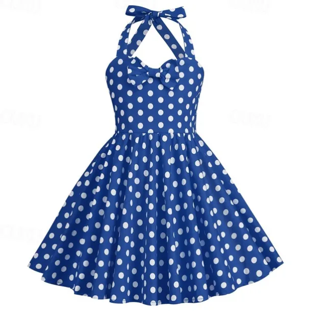 Retro Vintage 1950s Rockabilly Dress Swing Dress Polka Dot Fancy Dress Girls' Carnival Masquerade Daily Wear Bachelorette Party Kid's Dress