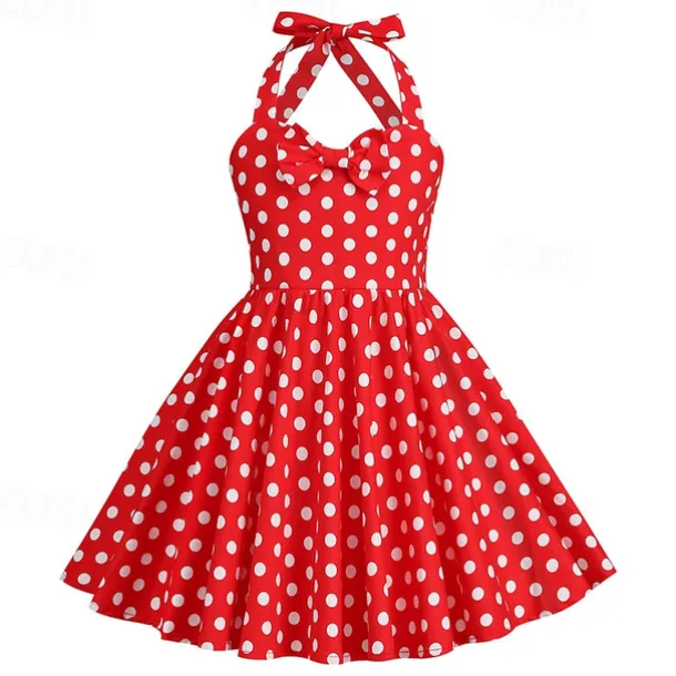 Retro Vintage 1950s Rockabilly Dress Swing Dress Polka Dot Fancy Dress Girls' Carnival Masquerade Daily Wear Bachelorette Party Kid's Dress