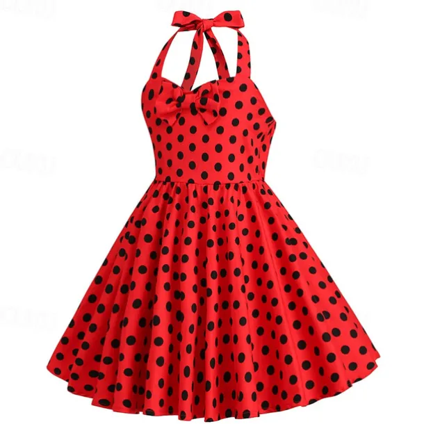 Retro Vintage 1950s Rockabilly Dress Swing Dress Polka Dot Fancy Dress Girls' Carnival Masquerade Daily Wear Bachelorette Party Kid's Dress