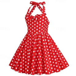 Retro Vintage 1950s Rockabilly Dress Swing Dress Polka Dot Fancy Dress Girls' Carnival Masquerade Daily Wear Bachelorette Party Kid's Dress