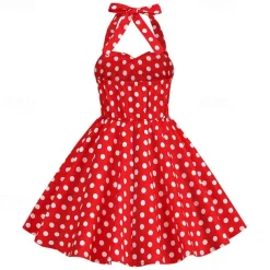 Retro Vintage 1950s Rockabilly Dress Swing Dress Polka Dot Fancy Dress Girls' Carnival Masquerade Daily Wear Bachelorette Party Kid's Dress