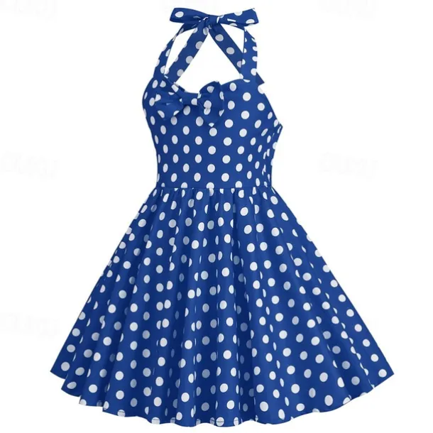 Retro Vintage 1950s Rockabilly Dress Swing Dress Polka Dot Fancy Dress Girls' Carnival Masquerade Daily Wear Bachelorette Party Kid's Dress