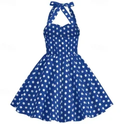 Retro Vintage 1950s Rockabilly Dress Swing Dress Polka Dot Fancy Dress Girls' Carnival Masquerade Daily Wear Bachelorette Party Kid's Dress