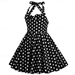 Retro Vintage 1950s Rockabilly Dress Swing Dress Polka Dot Fancy Dress Girls' Carnival Masquerade Daily Wear Bachelorette Party Kid's Dress