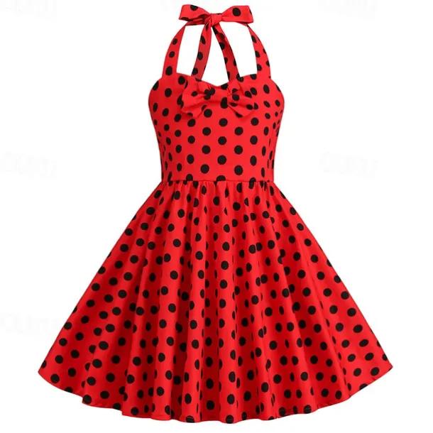 Retro Vintage 1950s Rockabilly Dress Swing Dress Polka Dot Fancy Dress Girls' Carnival Masquerade Daily Wear Bachelorette Party Kid's Dress