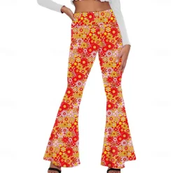 Retro Vintage 1960s 1970s Dude Funk Bell Bottom Pants Flared Trousers Hippie Disco Women's Kings Day Daily Wear Pride Parade Pride Month Adults' Pants