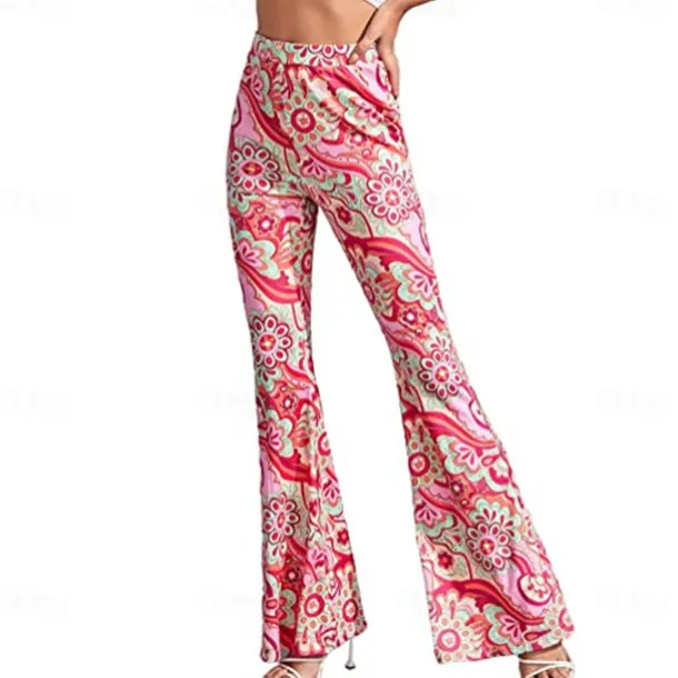 Retro Vintage 1960s 1970s Dude Funk Bell Bottom Pants Flared Trousers Hippie Disco Women's Kings Day Daily Wear Pride Parade Pride Month Adults' Pants