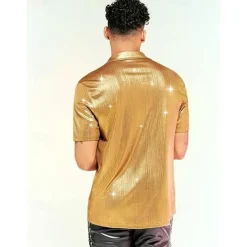 Retro Vintage 1970s 1980s Shirt Disco Shiny Metallic Fancy Dress Men's Carnival Costume Christmas Halloween Carnival Club Theme Party Pride Parade Adults' Shirt