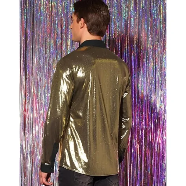 Retro Vintage 1970s 1980s Shirt Disco Shiny Metallic Fancy Dress Men's Carnival Costume Halloween Carnival Performance Party Club Adults' Shirt