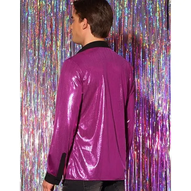 Retro Vintage 1970s 1980s Shirt Disco Shiny Metallic Fancy Dress Men's Carnival Costume Halloween Carnival Performance Party Club Adults' Shirt