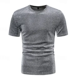 Retro Vintage 1980s Shiny Metallic T-shirt Disco Fancy Dress Men's Halloween Carnival Masquerade Performance Club Pride Parade Adults' T-shirt Spring & Summer