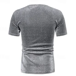 Retro Vintage 1980s Shiny Metallic T-shirt Disco Fancy Dress Men's Halloween Carnival Masquerade Performance Club Pride Parade Adults' T-shirt Spring & Summer