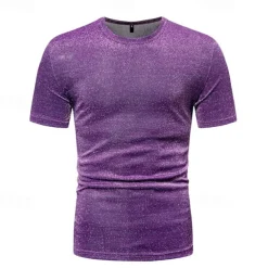 Retro Vintage 1980s Shiny Metallic T-shirt Disco Fancy Dress Men's Halloween Carnival Masquerade Performance Club Pride Parade Adults' T-shirt Spring & Summer