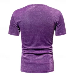 Retro Vintage 1980s Shiny Metallic T-shirt Disco Fancy Dress Men's Halloween Carnival Masquerade Performance Club Pride Parade Adults' T-shirt Spring & Summer