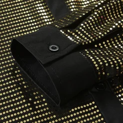 Retro Vintage 1980s Shiny Metallic Shirt Disco Sequins Turndown Fancy Dress Men's Carnival Costume Carnival Performance Club Pride Parade Adults' Shirt All Seasons