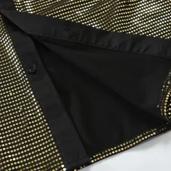 Retro Vintage 1980s Shiny Metallic Shirt Disco Sequins Turndown Fancy Dress Men's Carnival Costume Carnival Performance Club Pride Parade Adults' Shirt All Seasons