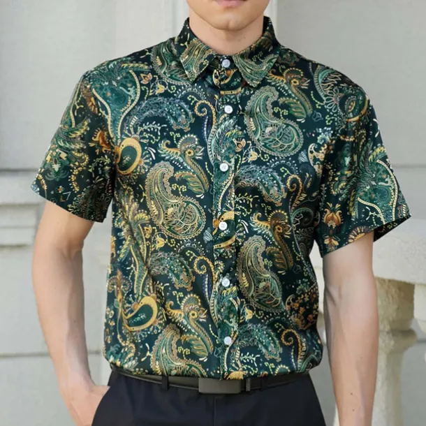 Retro Vintage 1970s Shirt Aloha Shirt Hippie Paisley Fancy Dress Men's Vacation Party Pride Parade Adults' Shirt