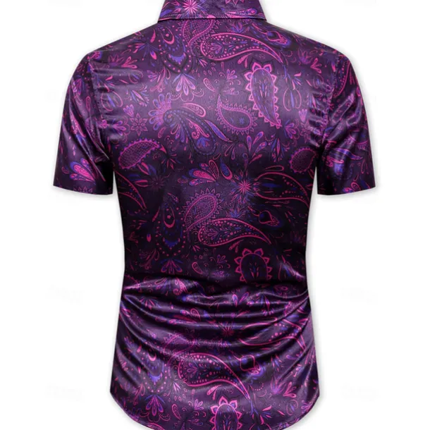 Retro Vintage 1970s Shirt Aloha Shirt Hippie Paisley Fancy Dress Men's Vacation Party Pride Parade Adults' Shirt