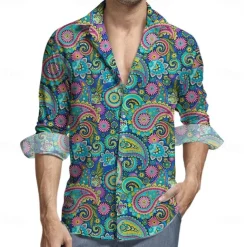 Retro Vintage 1970s Shirt Aloha Shirt Hippie Floral Fancy Dress Men's Masquerade Party Daily Wear Pride Parade Adults' Shirt