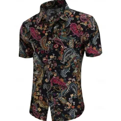 Retro Vintage 1970s Shirt Aloha Shirt Hippie Paisley Fancy Dress Men's Vacation Party Pride Parade Adults' Shirt