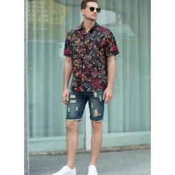 Retro Vintage 1970s Shirt Aloha Shirt Hippie Paisley Fancy Dress Men's Vacation Party Pride Parade Adults' Shirt