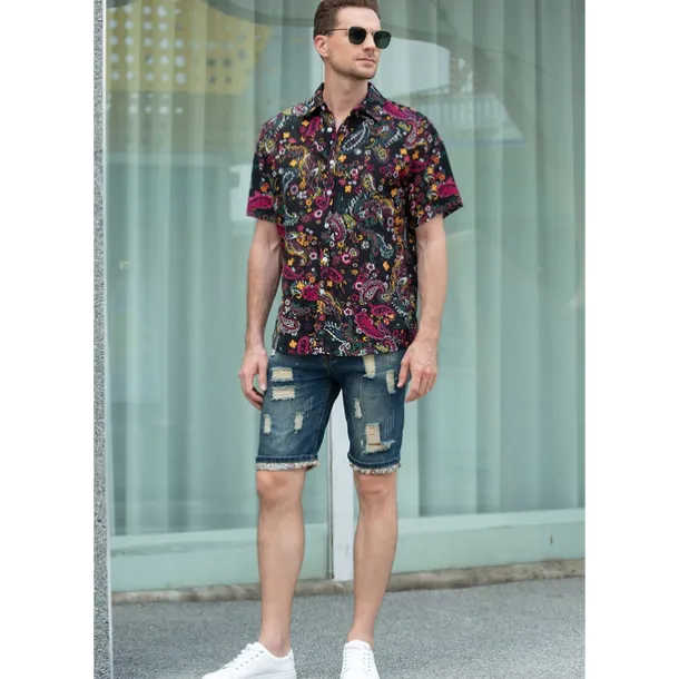 Retro Vintage 1970s Shirt Aloha Shirt Hippie Paisley Fancy Dress Men's Vacation Party Pride Parade Adults' Shirt