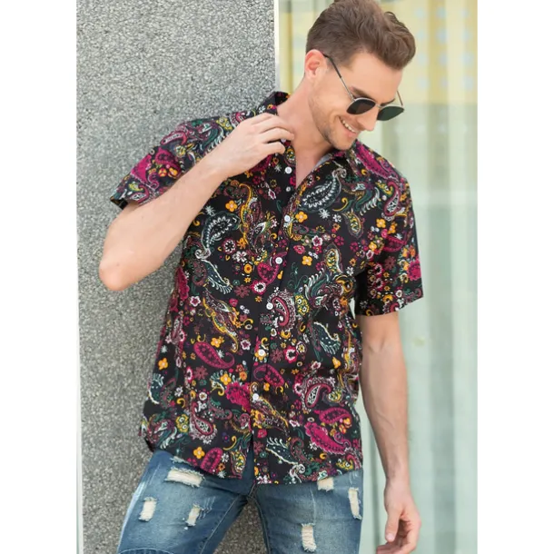 Retro Vintage 1970s Shirt Aloha Shirt Hippie Paisley Fancy Dress Men's Vacation Party Pride Parade Adults' Shirt