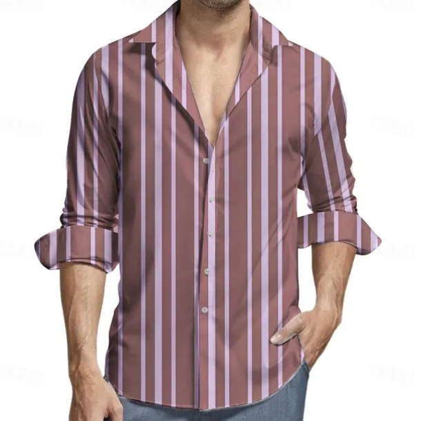 Retro Vintage 1970s Shirt Aloha Shirt Hippie Striped Fancy Dress Men's Masquerade Party Daily Wear Pride Parade Adults' Shirt