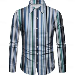 Retro Vintage 1970s Shirt Aloha Shirt Hippie Striped Fancy Dress Men's Masquerade Party Daily Wear Pride Parade Adults' Shirt