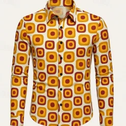 Retro Vintage 1970s Shirt Disco Geometic Fancy Dress Men's Halloween Carnival Pride Parade Pride Month Festival Adults' Shirt