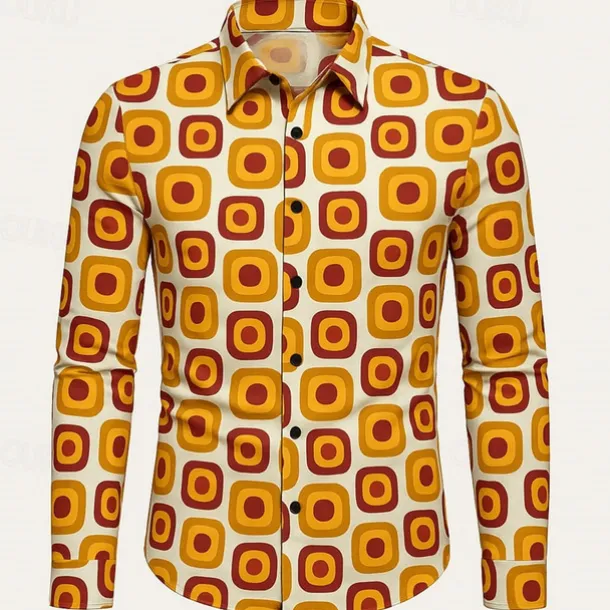 Retro Vintage 1970s Shirt Disco Geometic Fancy Dress Men's Halloween Carnival Pride Parade Pride Month Festival Adults' Shirt