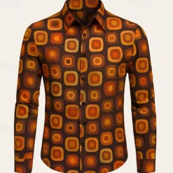 Retro Vintage 1970s Shirt Disco Geometic Fancy Dress Men's Halloween Carnival Pride Parade Pride Month Festival Adults' Shirt