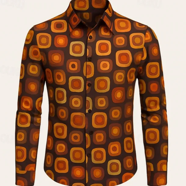 Retro Vintage 1970s Shirt Disco Geometic Fancy Dress Men's Halloween Carnival Pride Parade Pride Month Festival Adults' Shirt