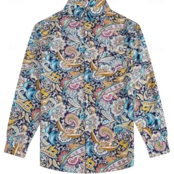 Retro Vintage 1970s Shirt Hippie Paisley Fancy Dress Men's Party Daily Wear Pride Parade Adults' Shirt