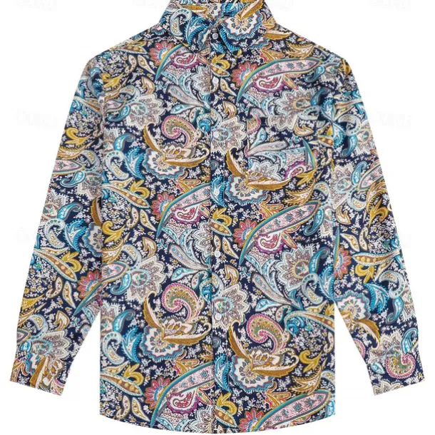 Retro Vintage 1970s Shirt Hippie Paisley Fancy Dress Men's Party Daily Wear Pride Parade Adults' Shirt