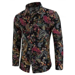 Retro Vintage 1970s Shirt Hippie Paisley Fancy Dress Men's Party Daily Wear Pride Parade Adults' Shirt