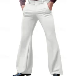 Retro Vintage 1970s Trousers Bell Bottom Pants Flared Trousers Hippie Disco Solid Color Fancy Dress Men's Halloween Carnival Party Dailywear Pride Parade Adults' Pants Spring & Summer
