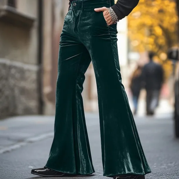 Retro Vintage 1970s Trousers Bell Bottom Pants Flared Trousers Hippie Disco Fancy Dress Men's Halloween Carnival Party Dailywear Pride Parade Adults' Pants All Seasons