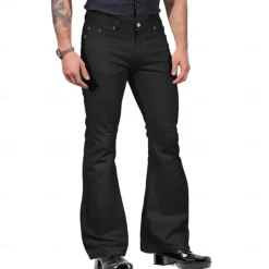 Retro Vintage 1970s Trousers Bell Bottom Pants Flared Trousers Hippie Disco Solid Color Fancy Dress Men's Halloween Carnival Party Dailywear Pride Parade Adults' All Seasons