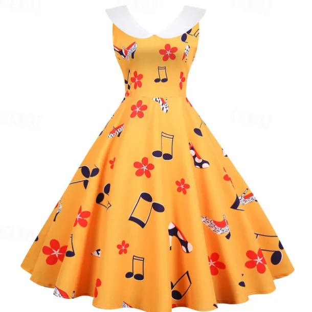 Retro Vintage 1950s Vintage Dress Swing Dress Flare Dress Musical Notes Fancy Dress Women's Carnival Masquerade Casual Daily Bachelorette Party Adults' Dress Homecoming Dresses