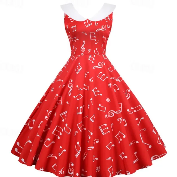 Retro Vintage 1950s Vintage Dress Swing Dress Flare Dress Musical Notes Fancy Dress Women's Carnival Masquerade Casual Daily Bachelorette Party Adults' Dress Homecoming Dresses
