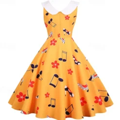 Retro Vintage 1950s Vintage Dress Swing Dress Flare Dress Musical Notes Fancy Dress Women's Carnival Masquerade Casual Daily Bachelorette Party Adults' Dress Homecoming Dresses