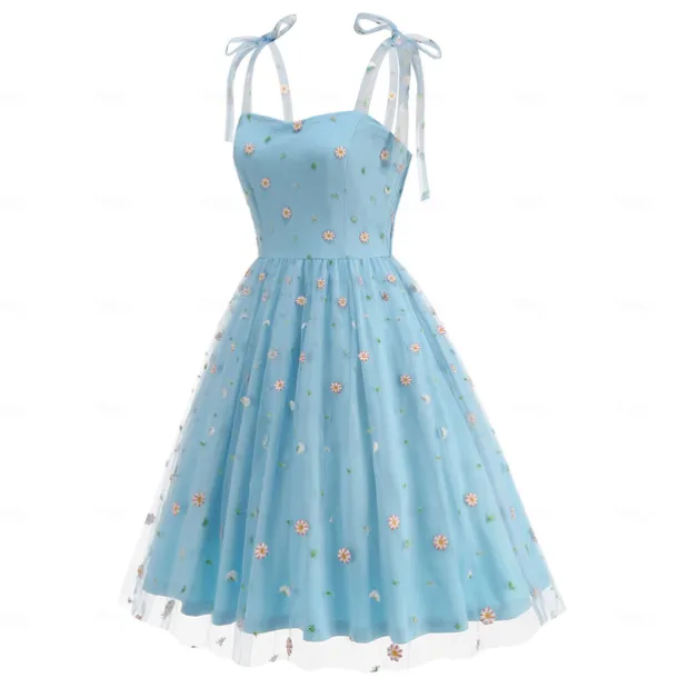Retro Vintage 1950s Vintage Dress Dress Swing Dress Embroidered Daisy Fancy Dress Women's Carnival New Year Masquerade Casual Daily Bachelorette Party Adults' Dress