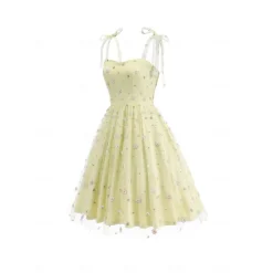 Retro Vintage 1950s Vintage Dress Dress Swing Dress Embroidered Daisy Fancy Dress Women's Carnival New Year Masquerade Casual Daily Bachelorette Party Adults' Dress