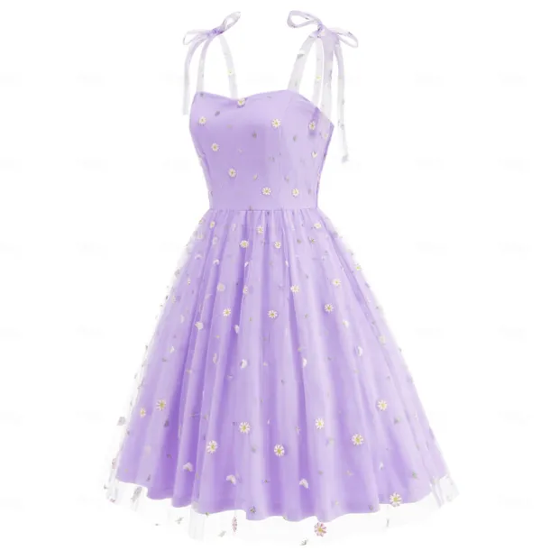 Retro Vintage 1950s Vintage Dress Dress Swing Dress Embroidered Daisy Fancy Dress Women's Carnival New Year Masquerade Casual Daily Bachelorette Party Adults' Dress