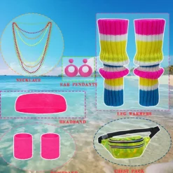 Retro Vintage 1980s Workout Outfits Leggings Accesories Set Fancy Dress Women's Masquerade Party Casual Daily Pride Parade Adults' Top Pants Bag All Seasons