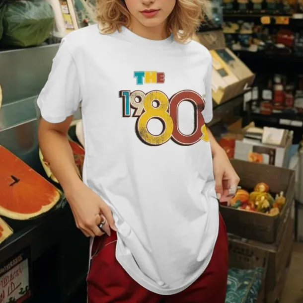 Retro Vintage T-shirt Basic Tee 80s For Women's Adults' Hot Stamping Party Casual Daily Cotton Blend