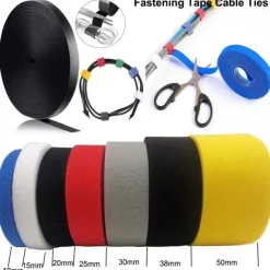 Reusable Cable Ties Roll, 3M Length, 10mm Width, Nylon Fastening Straps with Dual-Sided Hook Loop, Wire Organizer for USB Cables, Cord Wrangler, Self-Cutting Zip Ties for Electronics, Mouse, Earphone, Cord Protectors